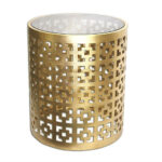 Jewel Tone Accent Mirror, Round Decorative Wall Mirror w/ Embossed Glass Mosaic Tile Frame (Aquamarine & Silver Topaz)