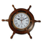 Wall Clock I 40 cm I Wooden Ship Steering Wheel Clock Nautical Style Captain Ship Time Boat Wheel Clock Pirate Décor Wall Hanging Clock