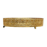 Metal Mirror Tray | Hand Crafted Tray | Round Vanity Tray for Dressing Table | Golden| (Set of 2)