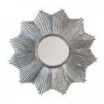 32″ Silver Starburst Wall Mirror In Antique Style, Galvanized Iron Metal Wall Art, Silver Flake Patina