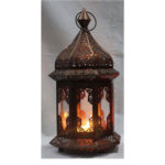 TABLE TOP IRON GLASS LANTERN