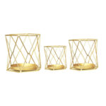 Geometry Design Metal Candle Holder. The luminescent glow of candlelight will make your surroundings more warm and welcoming. | Matte Gold (Set of 3)