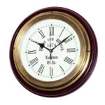 Wall Clock I Analog 28.79 cm X 28.79 cm I Designer Pure Wooden Antique Wall Clock With Metal Ring in Brass Finish for Home Décor (12 Inches)