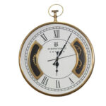 Wall Clock I 33.6 cm I Antique Clock I Metal Frame in Brass Finish I Mechanical Designer Sticker Dial